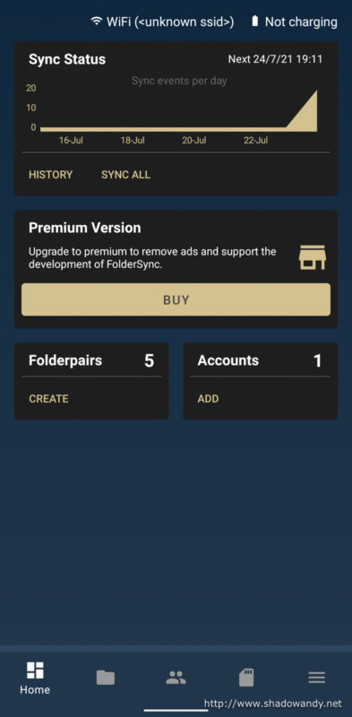 FolderSync's dashboard.
