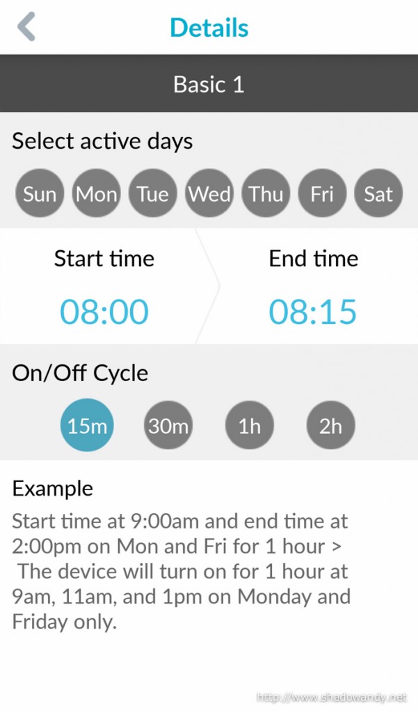 Up to 2 Basic schedule can be created.
