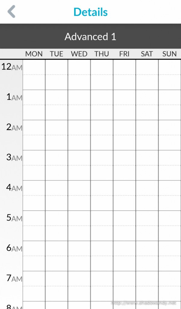 Up to 3 Advanced schedules can be created. It allows you to control the power state in blocks of 30 minutes.