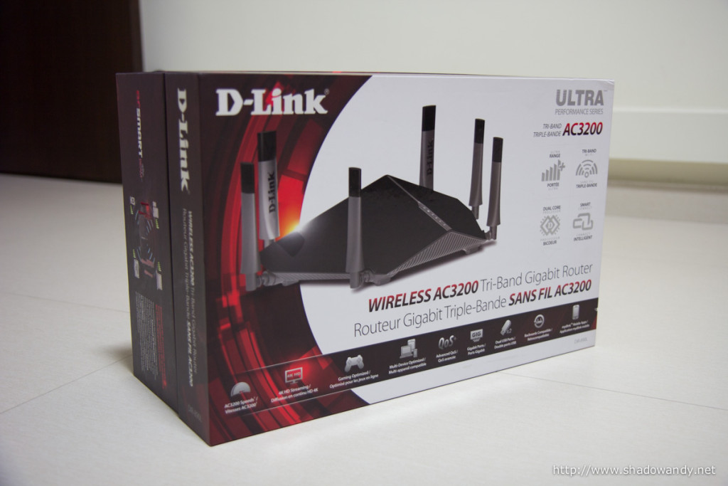 The packaging of the D-Link DIR-890L AC3200 wireless router is huge!