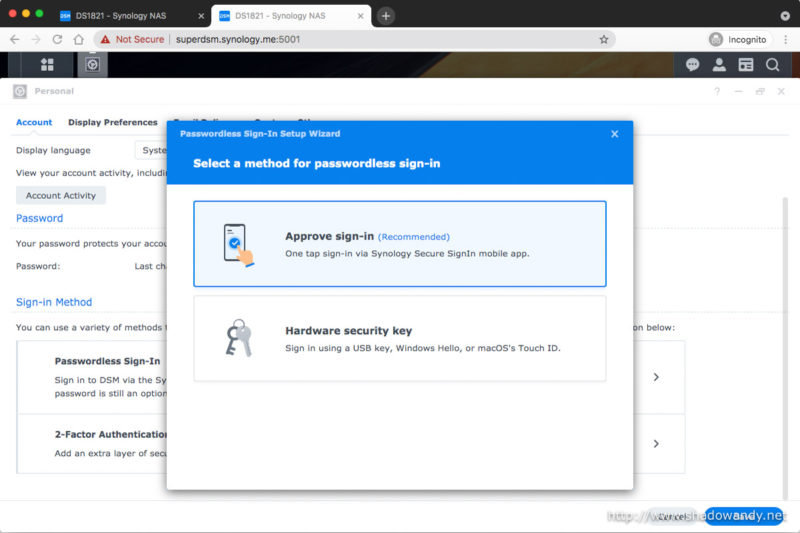 Under Personal settings, select Passwordless Sign-In.