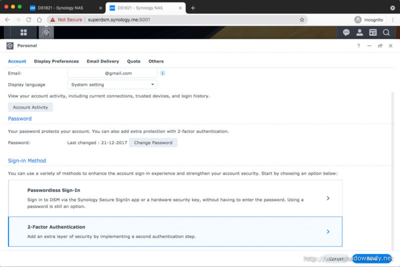 You can find 2-Factor Authentication details at the bottom of the page.