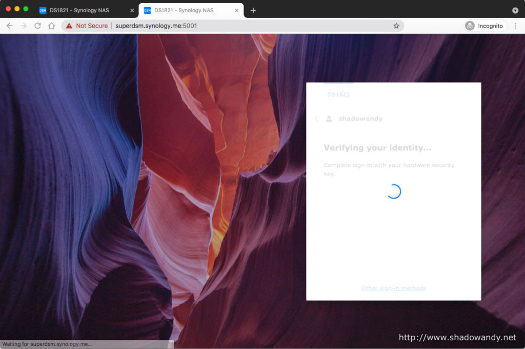 After a quick verification, I am presented with the DSM desktop after this.
