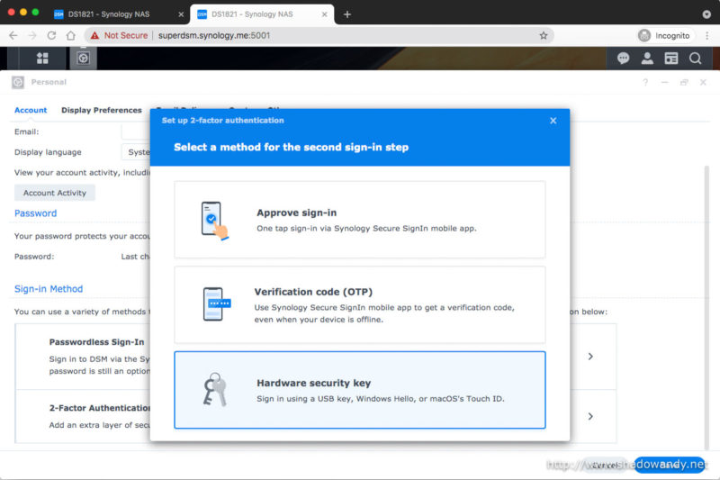 If you are setting up your hardware token, select the same option as me.