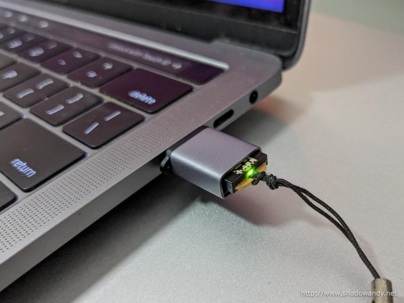 I had to use a USB-C to USB-A adaptor in order to use the YubiKey 5 Nano on the MacBook Pro.