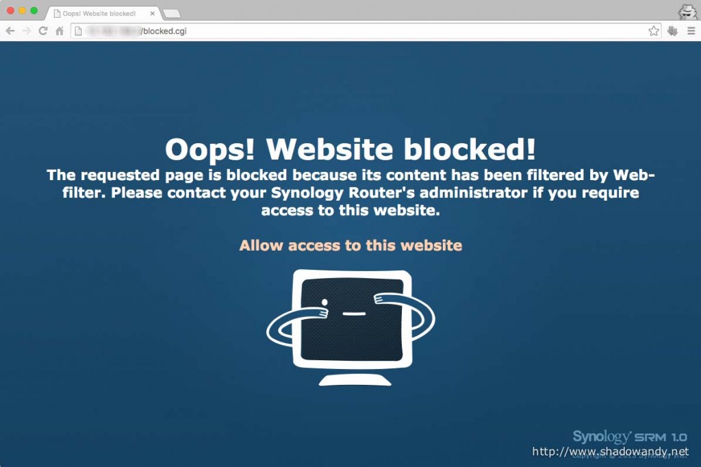 Devices accessing blocked sites will see this page instead.