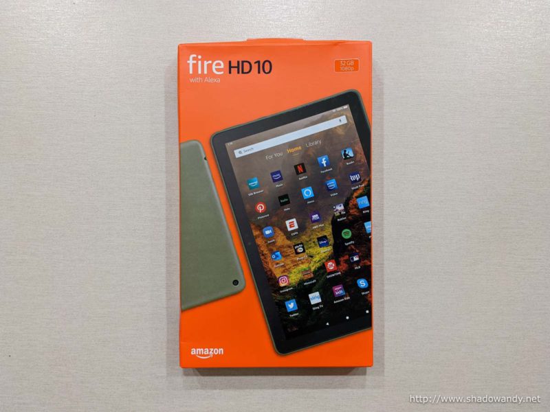The front of the Fire HD 10 (2021) packaging.