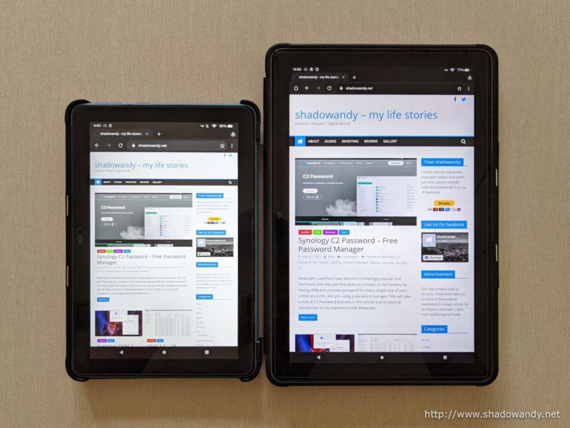 The Fire HD 10 (2021) and Fire HD 8 (2020) side by side