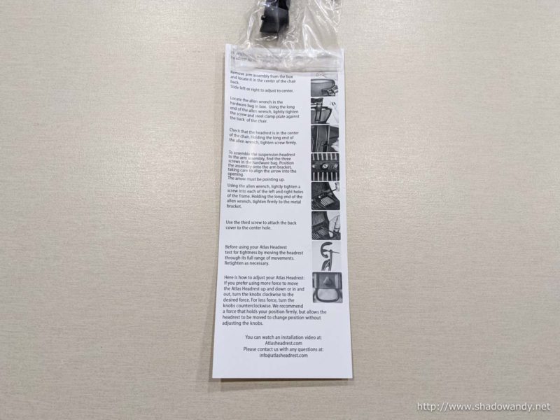 The instructions for mounting the Atlas head support for Aeron chair.