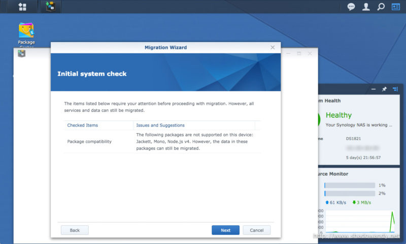 Results of the initial system check.