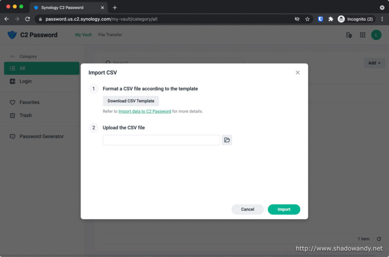 You can also mass import the vault items if you are migrating from some other password managers or you have a lot of items to create.