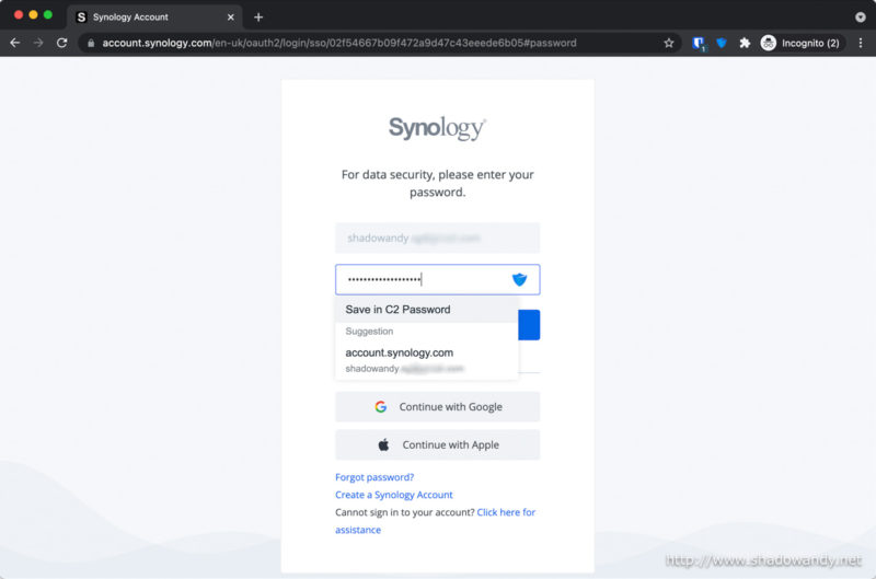 If the password is wrong, I can also key in the correct password and update the vault item in C2 Password.