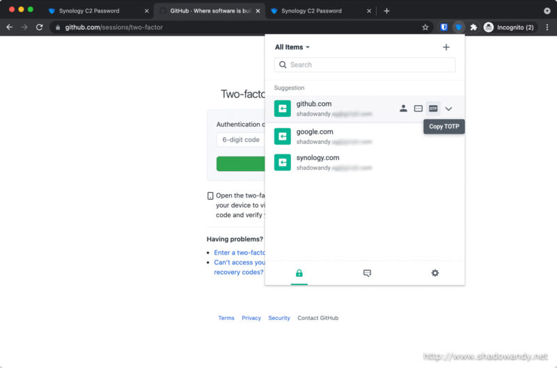 Copying the TOTP. This is great as I need not visually copy and paste from my software authentication on mobile phone.
