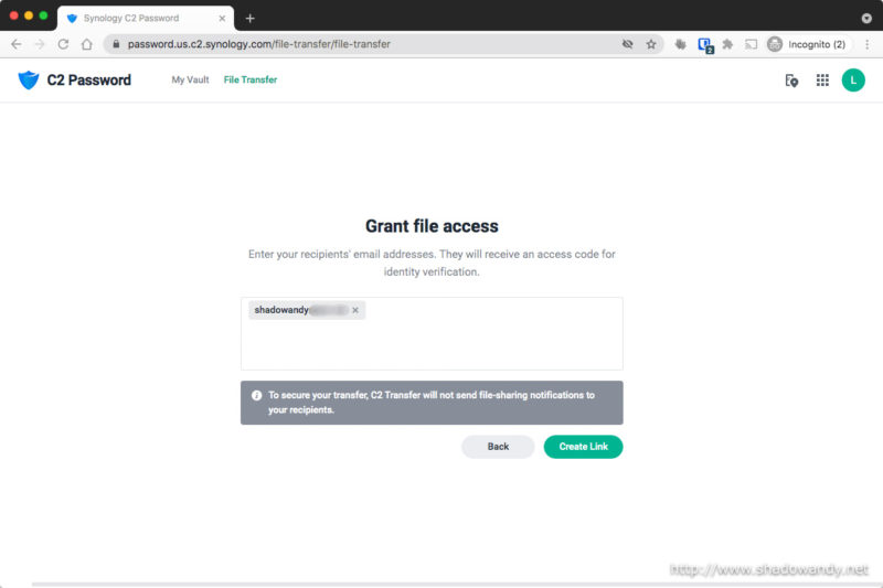 My selected recipient for the research info.