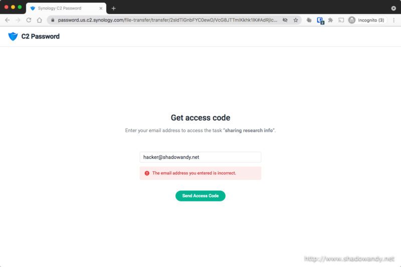 C2 Password does check if the email address is authorized to access the file.