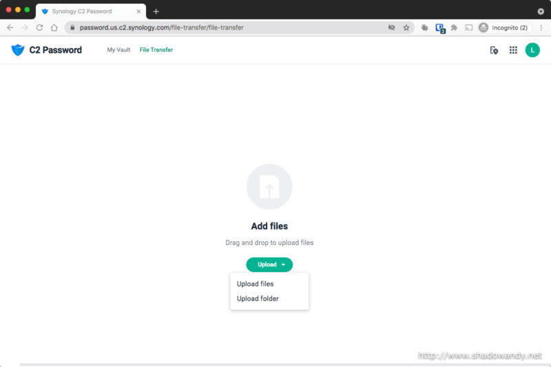 You can upload a file or folder.