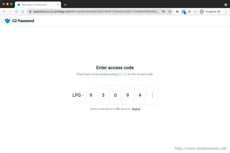 Entering the OTP into the prompt.