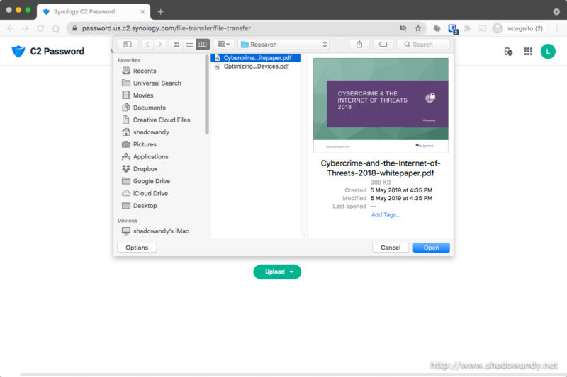 Simply choose the file that you wish to transfer to your recipient.