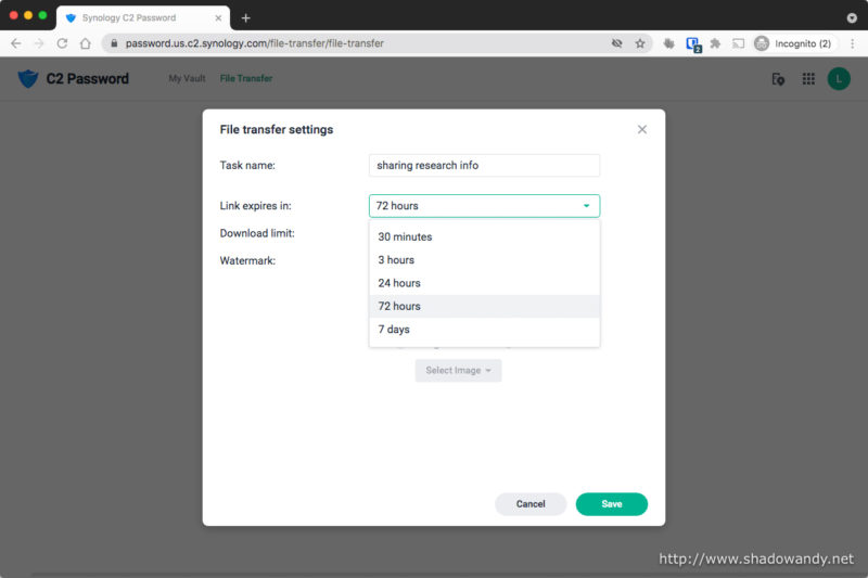The link expiry date can be changed. The minimum is 30 mins and the longest is 7 days.
